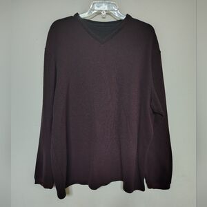 Marc Edwards Elegant V-Neck Sweater for Men - Burgundy Size XL